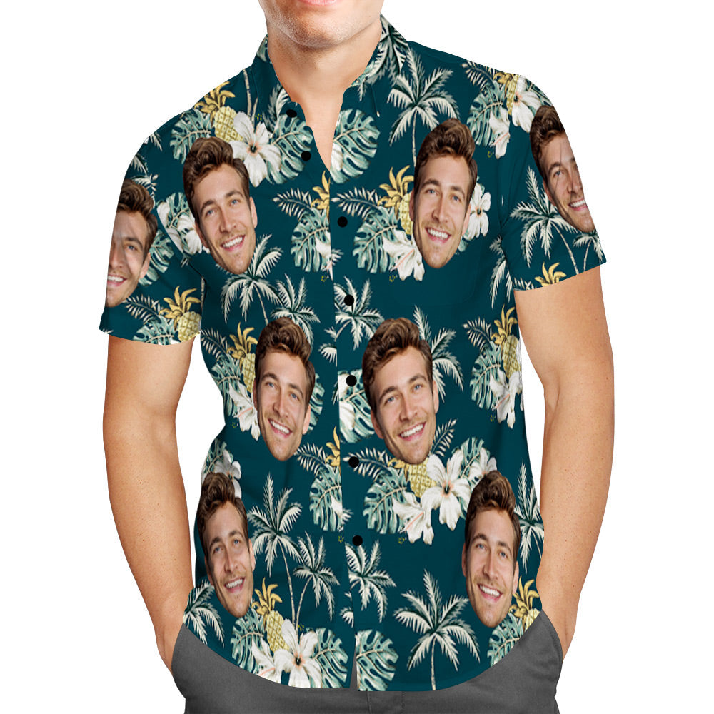 Custom Hawaiian Shirts with Pet Face Funky Vintage Hawaiian Shirt Casual Button-Down Short Sleeve