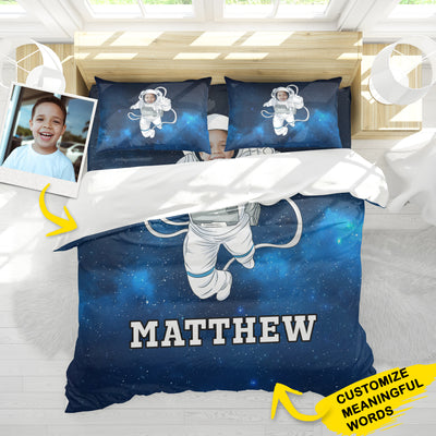 Polyester Fibre Custom Bedding Duvet Cover And Pillowcase Personalized Photo Text Duvet Cover And Pillowcase-The Astronaut Duvet Cover And Pillowcase