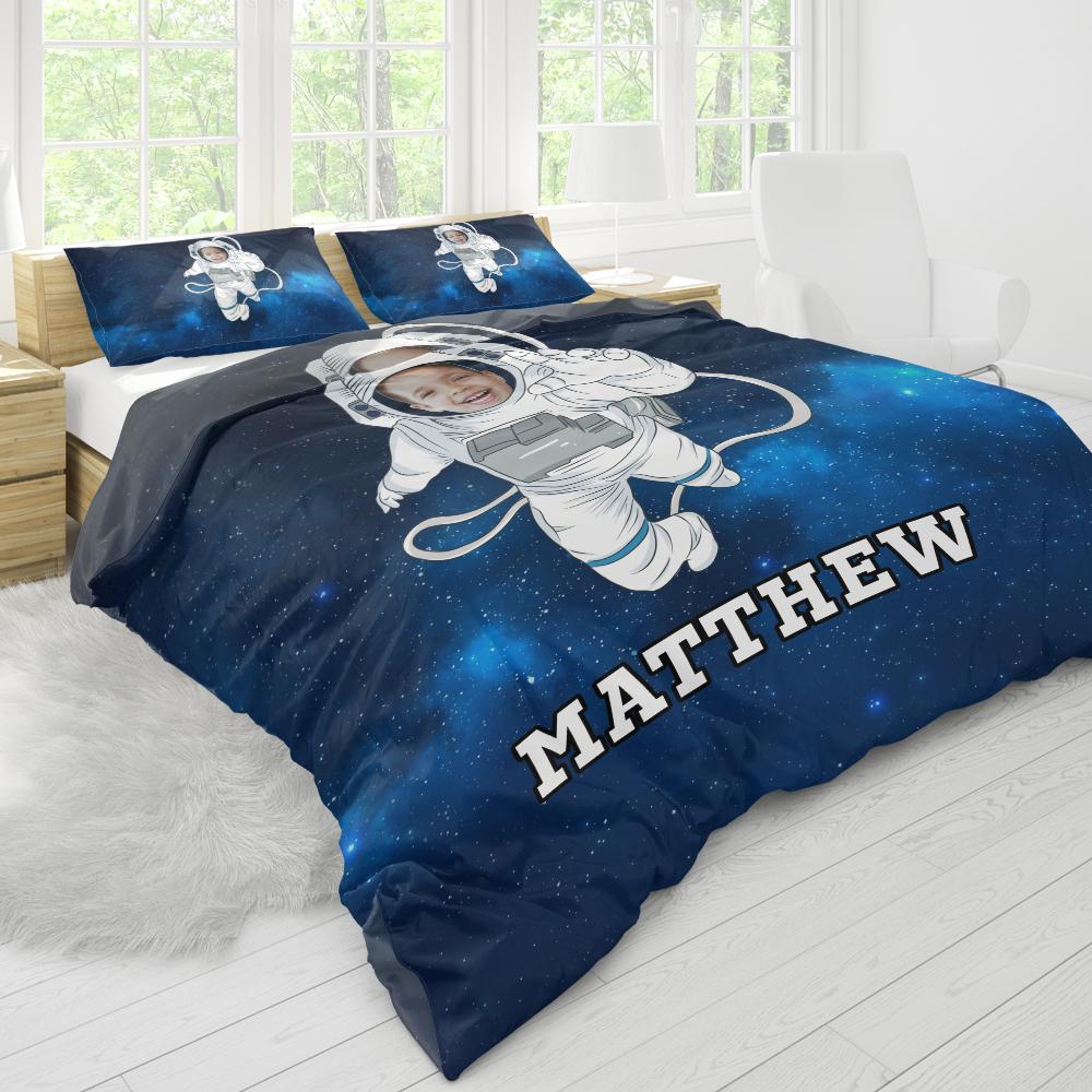 Polyester Fibre Custom Duvet Cover Bedding Sheets Personalized Photo Text Duvet Cover & Pillow-The Astronaut Sheets