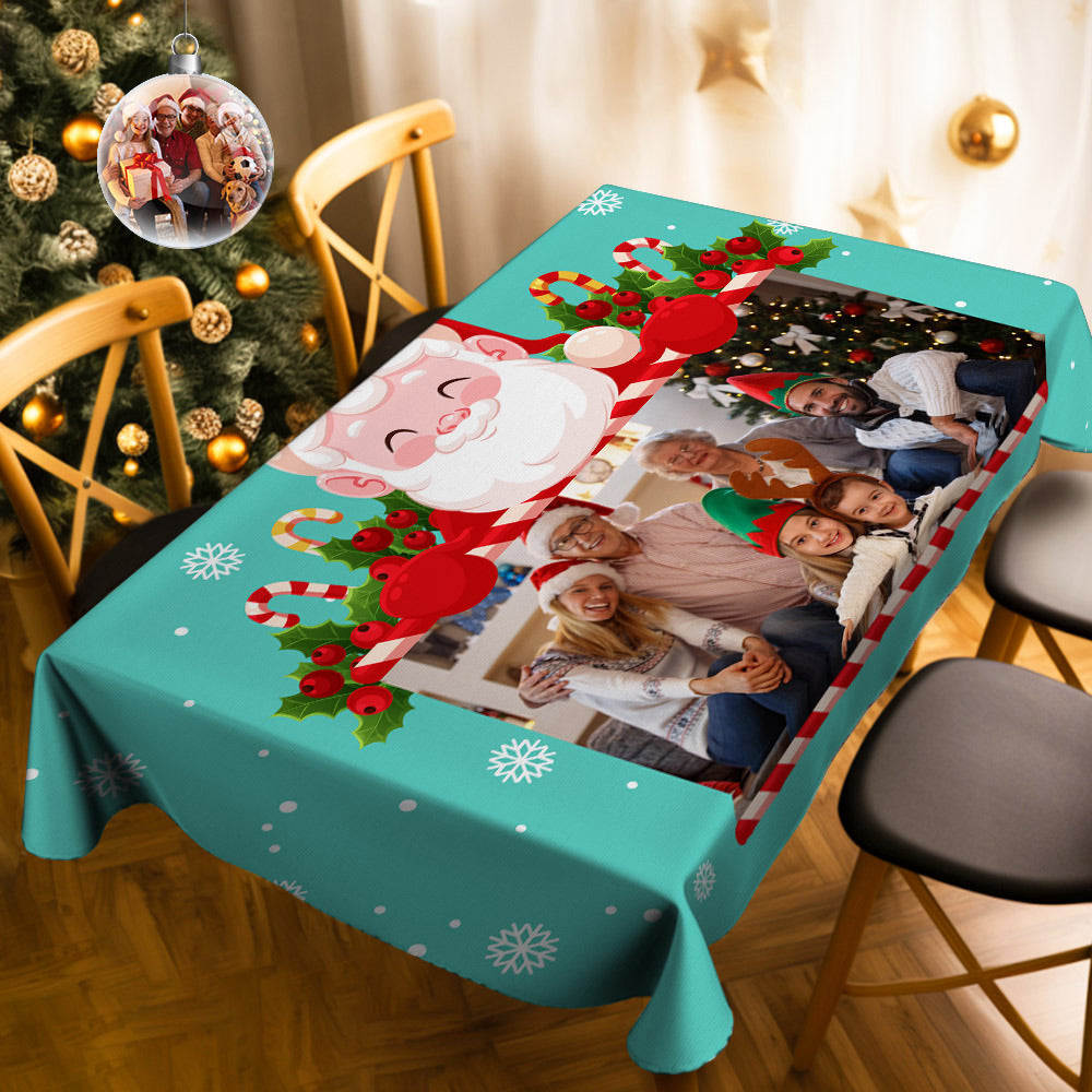 Custom Christmas Santa Photo Tablecloth Personalized Washable Table Cover Christmas Gift