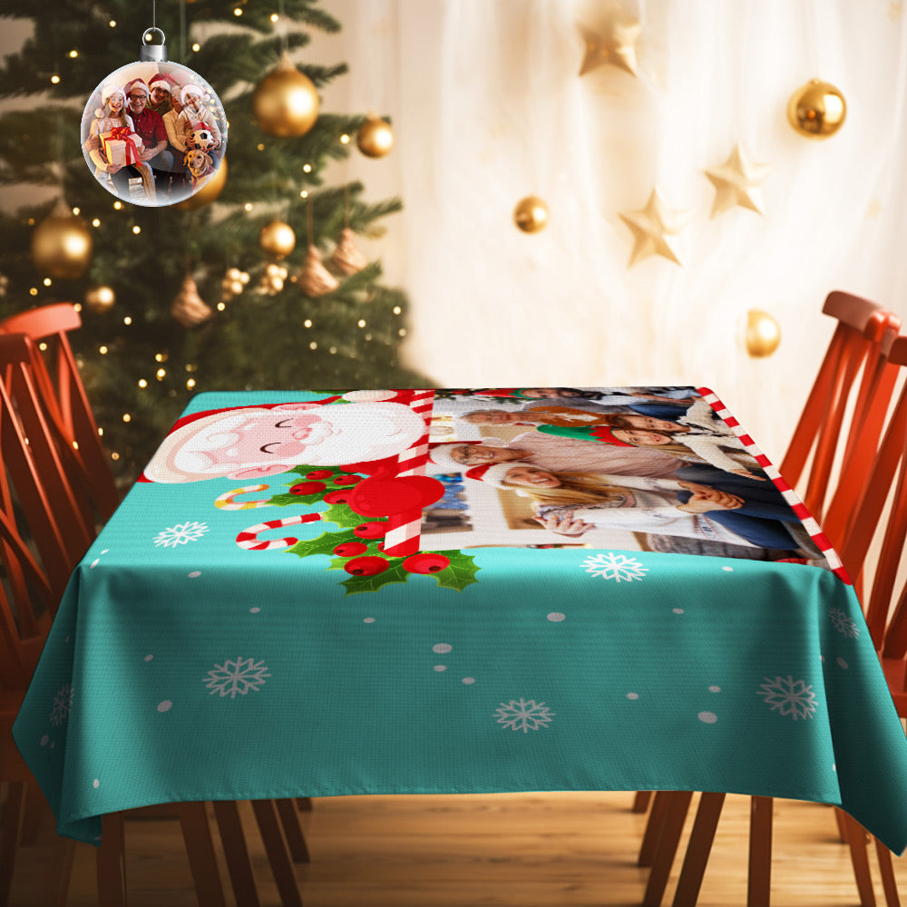Custom Christmas Santa Photo Tablecloth Personalized Washable Table Cover Christmas Gift