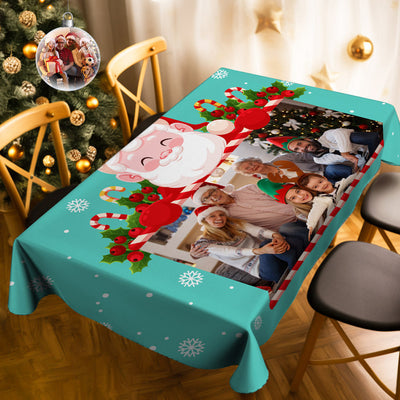 Custom Christmas Santa Photo Tablecloth Personalized Washable Table Cover Christmas Gift - mysiliconefoodbag