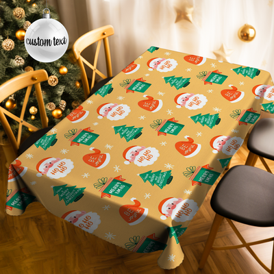 Personalized Text Merry Christmas Tablecloth Custom Washable Table Cover Christmas Gift - mysiliconefoodbag