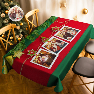 Custom Family Photo Tablecloth Personalized Washable Table Cover Christmas Gift - mysiliconefoodbag