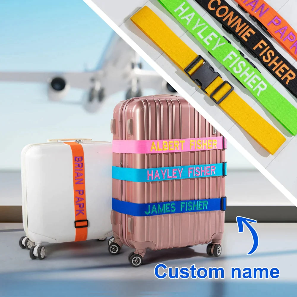 Personalized Name Embroidery Luggage Strap Suitcase Safe Luggage Belt Gifts for Friend