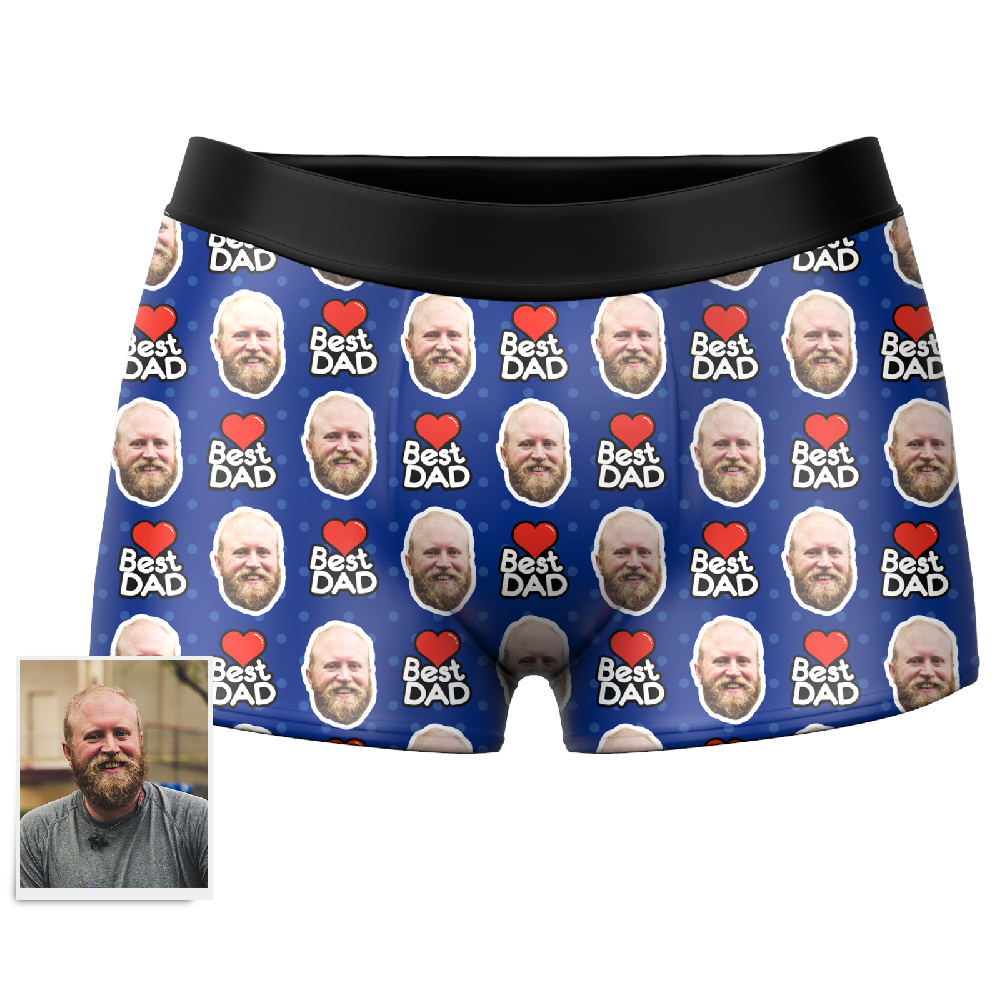 Men's Best Dad Custom Face Boxer Shorts, Custom Underwear For Men