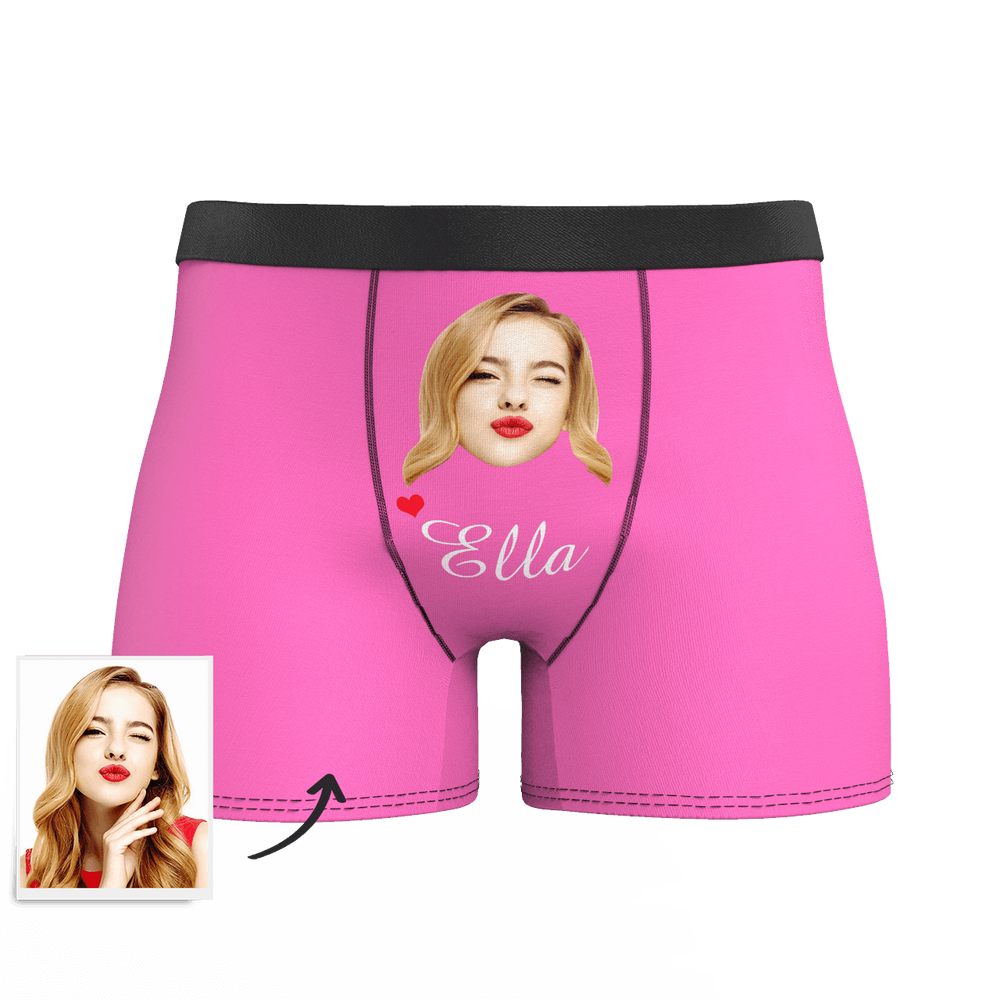 Custom Face And Name Colorful Boxer Shorts, Custom Underwear For Men
