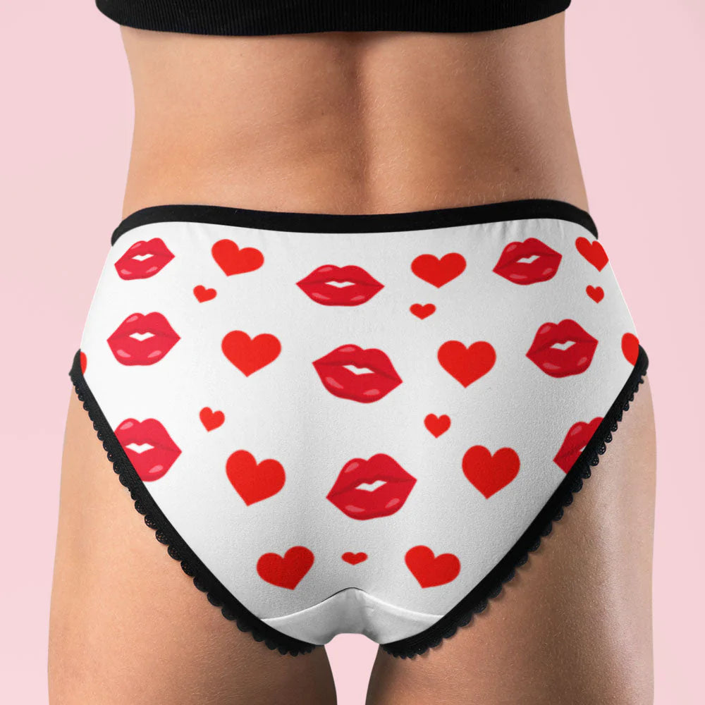 Custom Face Lips and Heart AR View Underwear for Her Personalized Thongs Valentine Gift