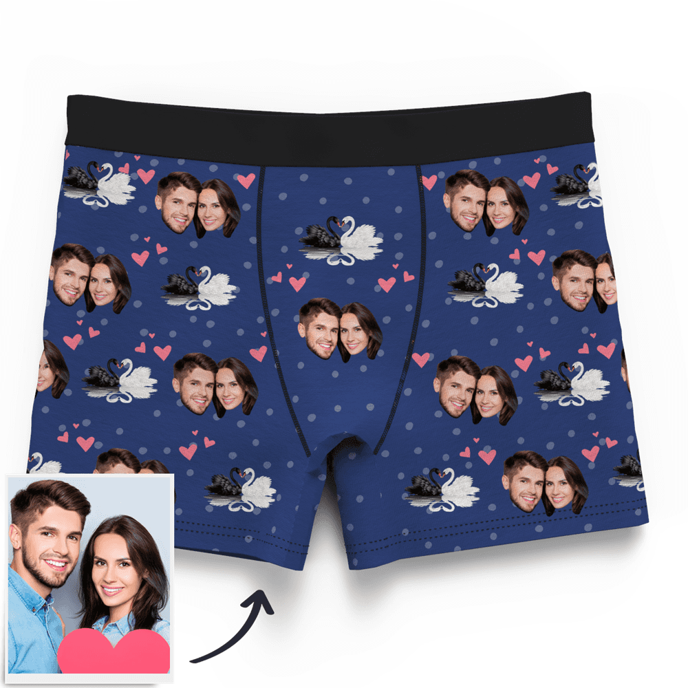 Custom Swan And Face On Boxer Shorts, Face Underwear For Men
