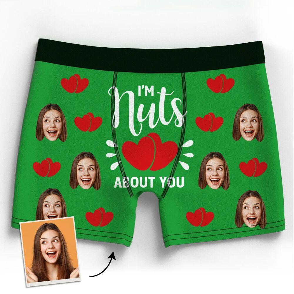 Custom Face Boxer Men's Boxer 3D Online Preview Girlfriend's Face - I'm Nuts about You