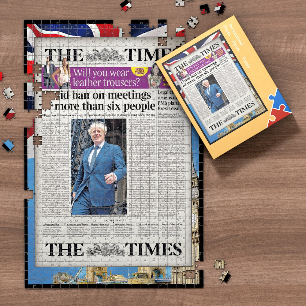 Daily Express Front Page Jigsaw Puzzle, Personalized From A Specific Date You Were Born Your Memorial Day, Birthday Gift Idea-1000 Pieces Max, Old Newspaper Frame
