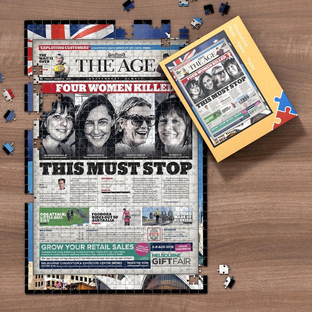The Sydney Morning Herald Front Page Jigsaw Puzzle, The Day You Were Born Birthday Puzzles (AU Flag Frame)