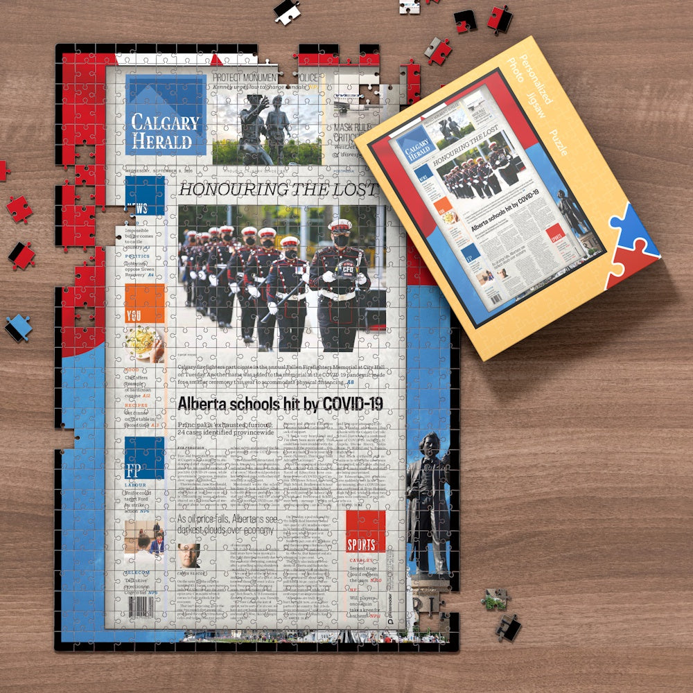 Calgary Herald Front Page Jigsaw Puzzle, Personalized From A Specific Date You Were Born Your Memorial Day, Birthday Gift Idea-1000 Pieces Max