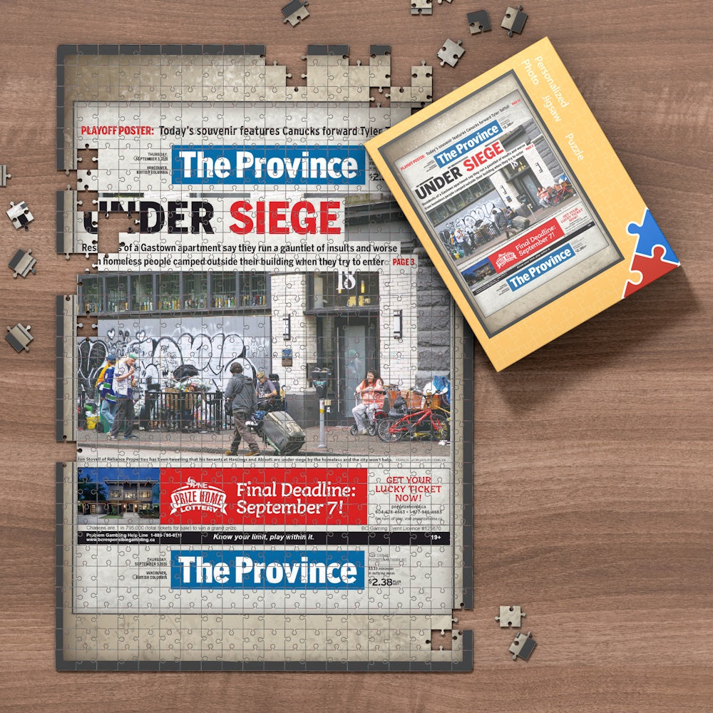 Calgary Herald Front Page Jigsaw Puzzle, Personalized From A Specific Date You Were Born Your Memorial Day, Birthday Gift Idea-1000 Pieces Max (Old Newspaper Frame)