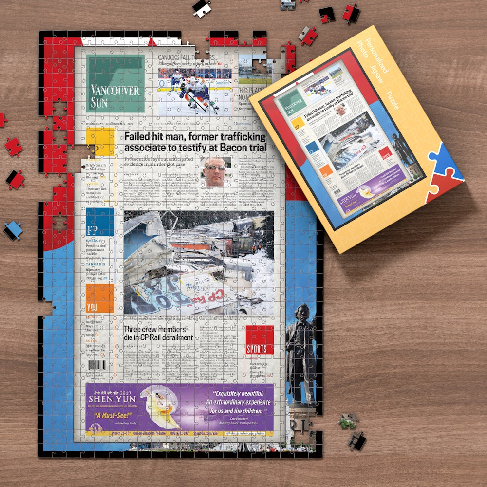 The Province Front Page Jigsaw Puzzle, Personalized From A Specific Date You Were Born Your Memorial Day, Birthday Gift Idea-1000 Pieces Max (Old Newspaper Frame)