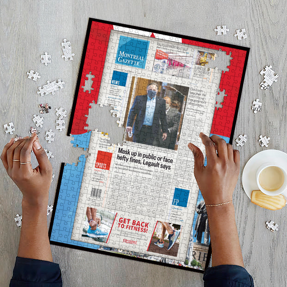 Montreal Gazette Front Page Jigsaw Puzzle, Personalized From A Specific Date You Were Born Your Memorial Day, Birthday Gift Idea-1000 Pieces Max