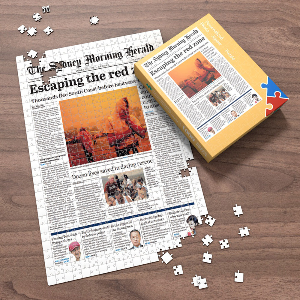 The Age Front Page Jigsaw Puzzle, The Day You Were Born Birthday Puzzle, Puzzle for a Specific Date (AU Flag Frame)