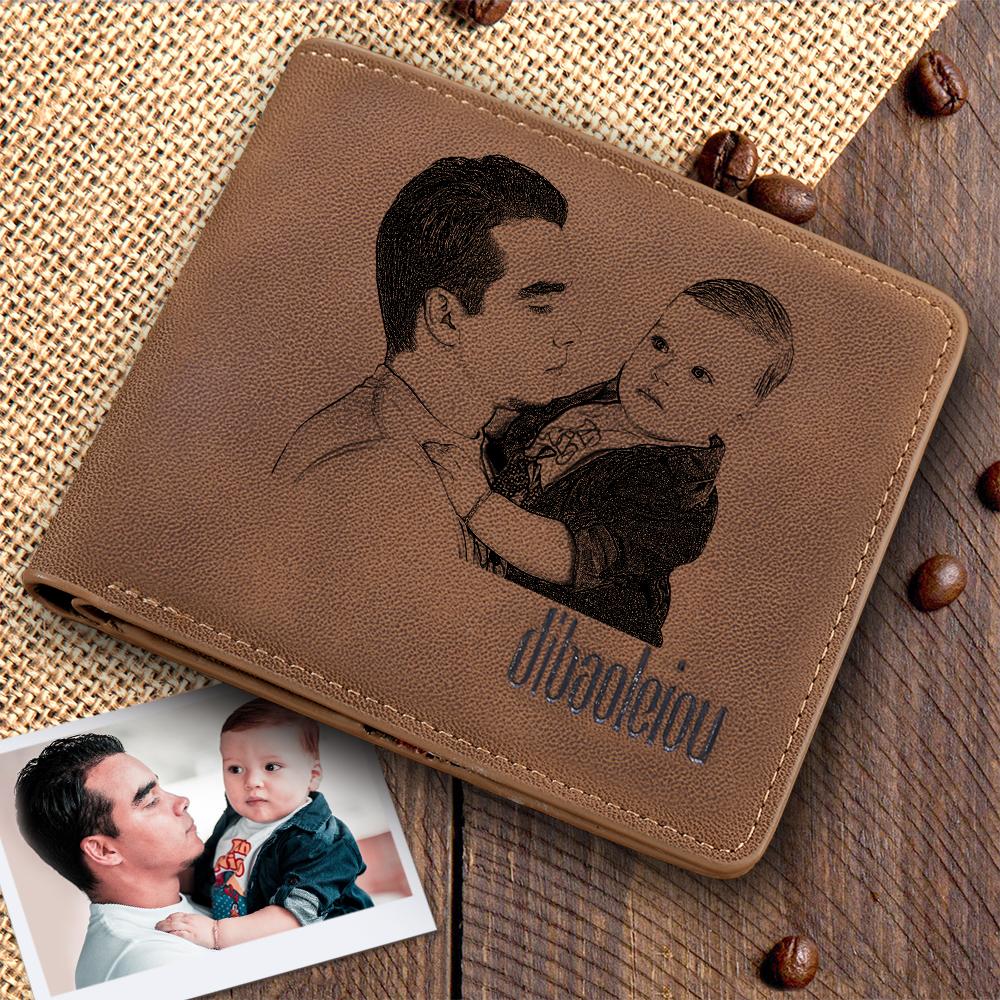 Personalized Photo & Text Wallet Men's Custom Photo Wallet - Perfect Gift For Father