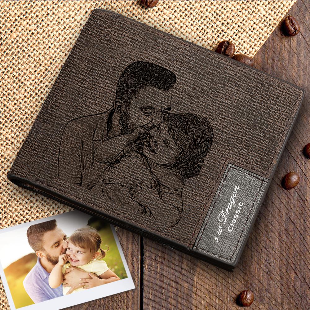 Men's Custom Photo Wallet - Happy Moment with Dad Father's Day Gift