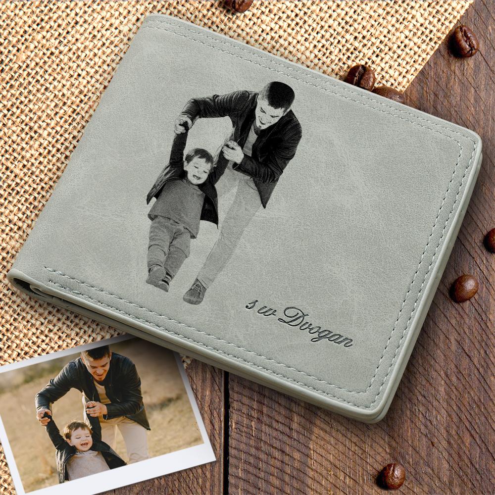 Idea for Father's Day Men's Custom Photo Wallet - I'm Glad To Accompany My Father