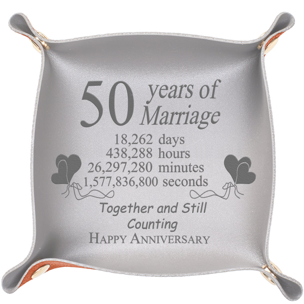 Personalized Anniversary Gifts Marriage Year Engraved Leather Catchall Valet Tray