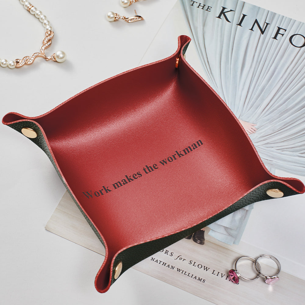 Custom Engraved Jewelry Tray Simple Unique Design PU Leather Gift for Her