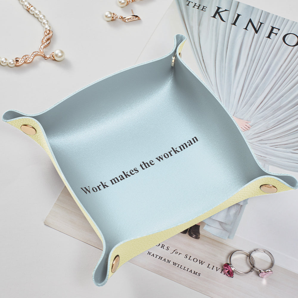Custom Engraved Jewelry Tray Simple Unique Design PU Leather Engraved Text Gift for Love