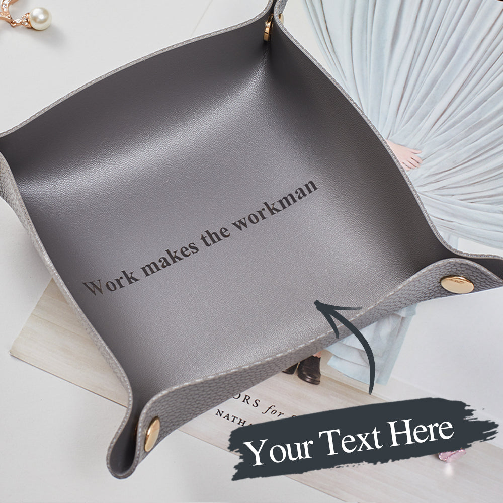 Custom Engraved Jewelry Tray Simple Unique Design PU Leather Gift for Her