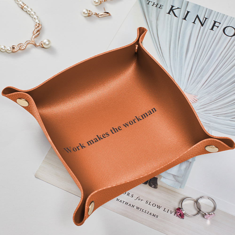 Custom Engraved Jewelry Tray Simple Unique Design PU Leather Engraved Text Unique Gift