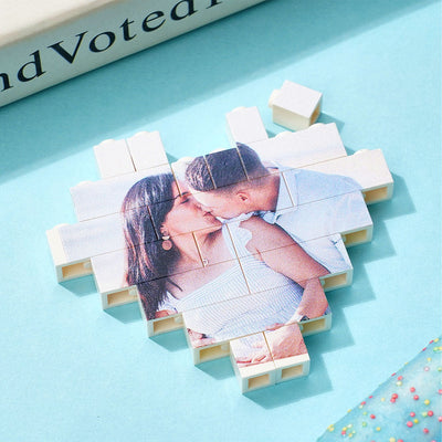Gifts for Her Custom Building Brick Personalized Photo Block Heart Shaped - mycustomtirecover