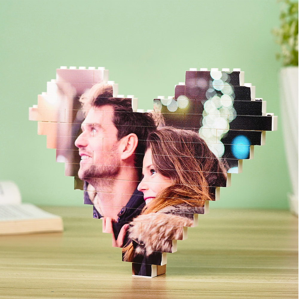 Gifts for Her Custom Building Brick Personalized Photo Block Heart Shaped