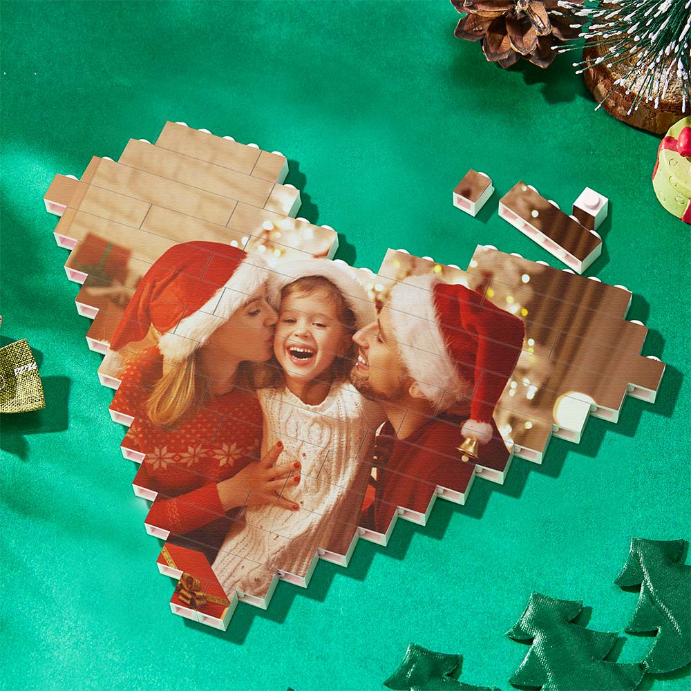 Christmas Gifts Custom Building Brick Personalized Photo Block Heart Shape