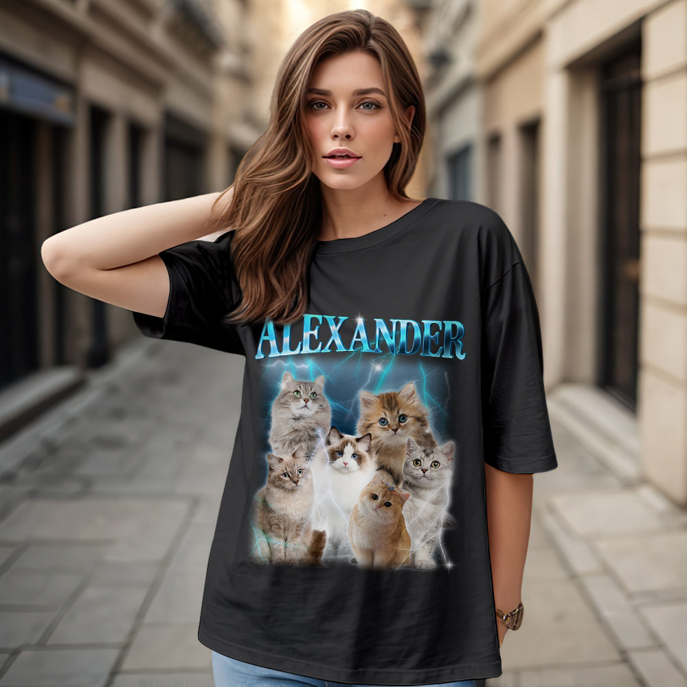 Custom Photo Vintage Tee Personalized Name T-shirt Pet Lover