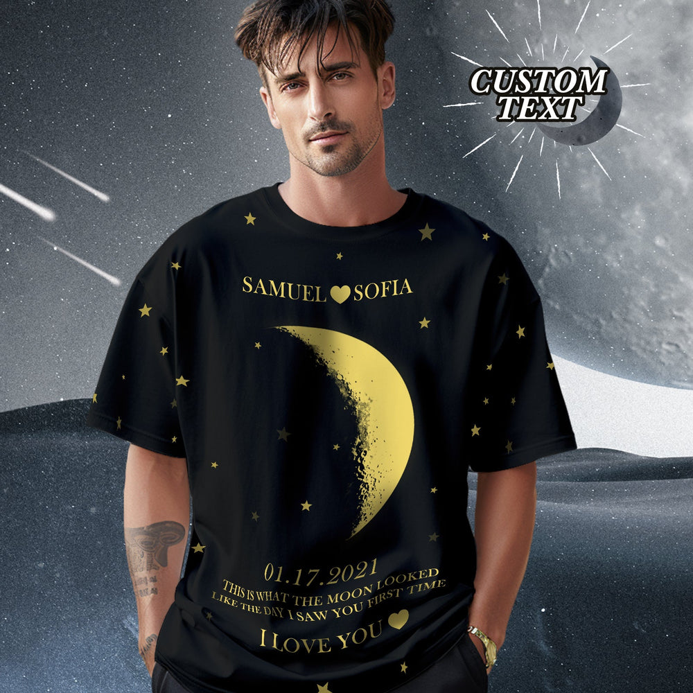 Custom Moon Phase and Names Tee Personalized T-shirt Gift