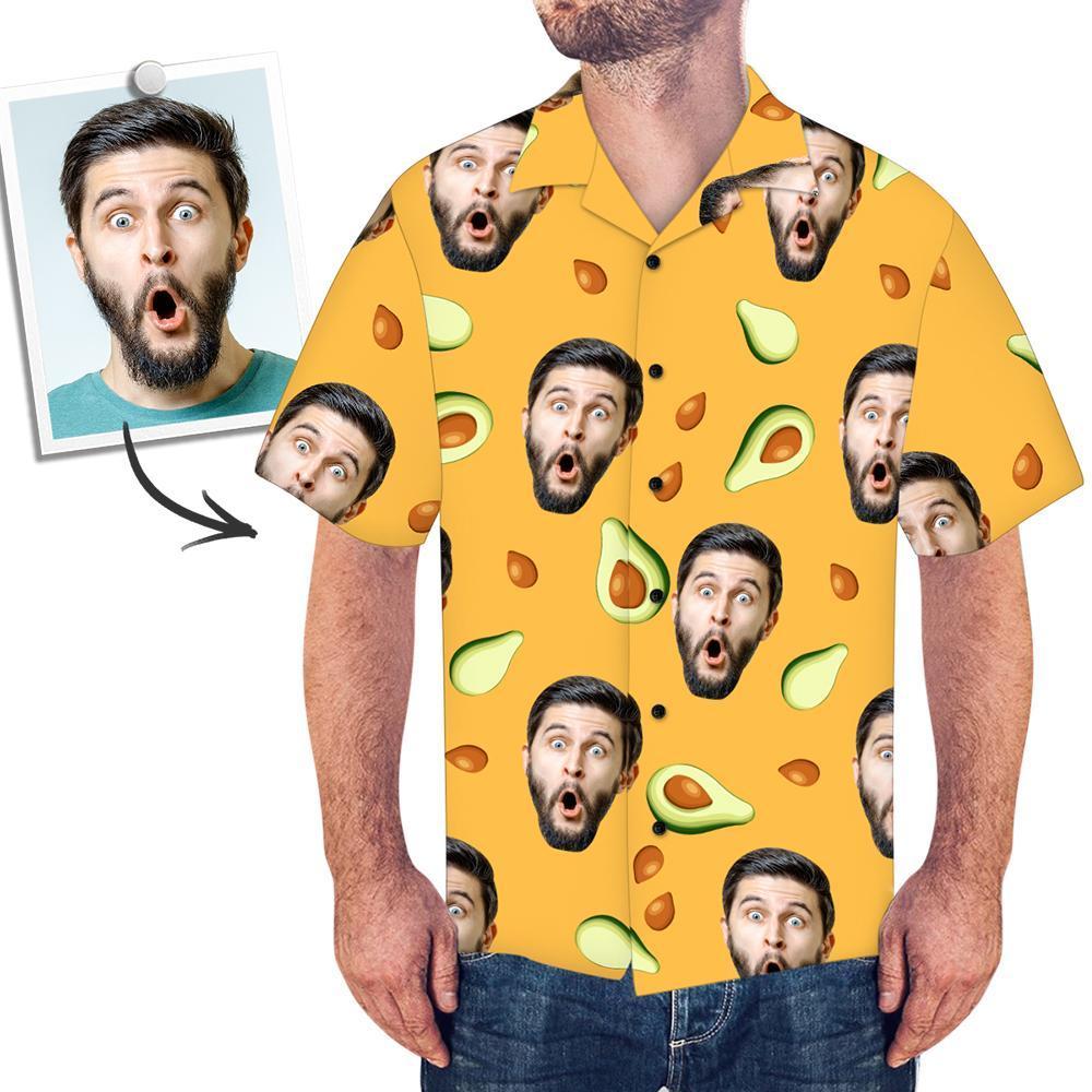 Idea for Husband Custom Face Men's Hawaiian Shirt Avocado