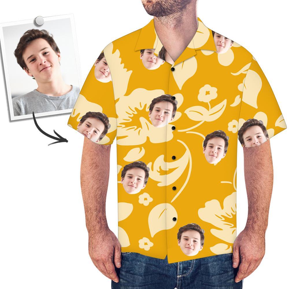 Photo Hawaiian for Men Custom Face Hawaiian Shirt All Over Print Yellow Flowers