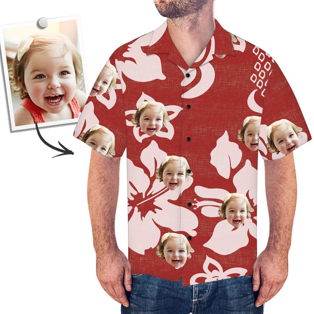 Valentine's Day Gift Personalized  Photo Hawaiian Shirt All Over Print Red Petal