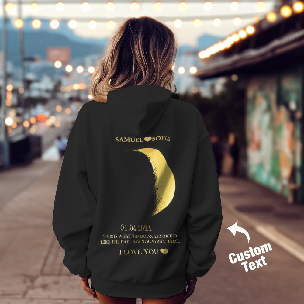 Custom Moon Phase Nnames Hoodie Personalized Fashion Unisex Sweatshirt Gift for Him for Her