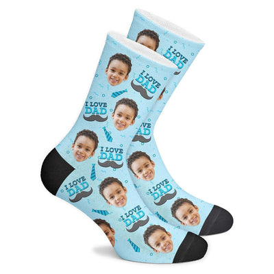 I Love Dad Custom Face Socks - MyPhotoBags