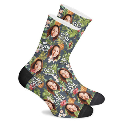 Cool Daughter Tropical Custom Face Socks - MyPhotoBags