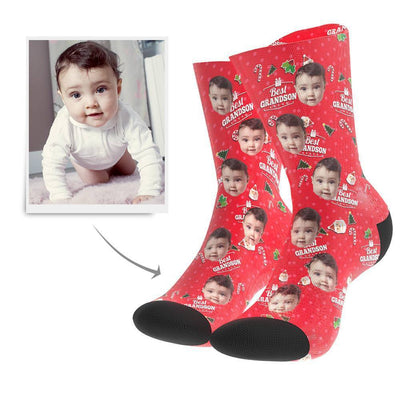 Christmas Gift Custom Face Socks (Grandson) - MyPhotoBags