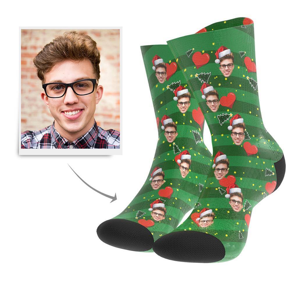Christmas Gift Custom Face Socks (Heart)