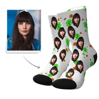 Lucky Clover Custom Face Socks - MyPhotoBags