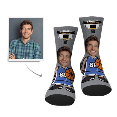 Father's Day Gift Personalized Face Socks - Basketball Player - MyPhotoBags