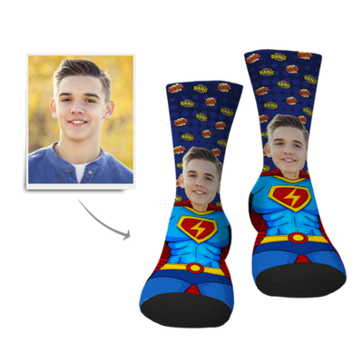 Father's Day Personalized Superman Face Socks - MyPhotoBags