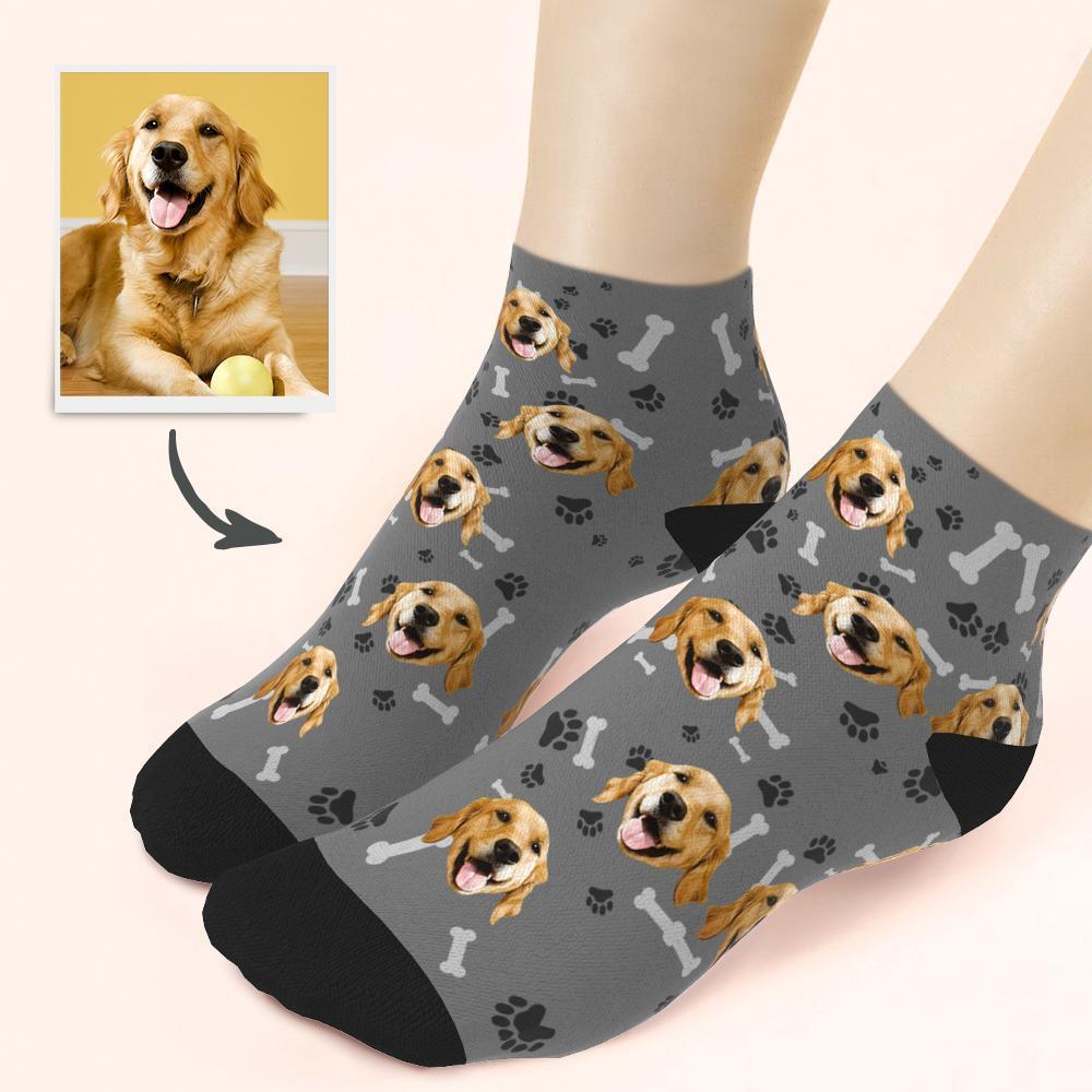 Custom Dog And Face On Quarter Length Socks