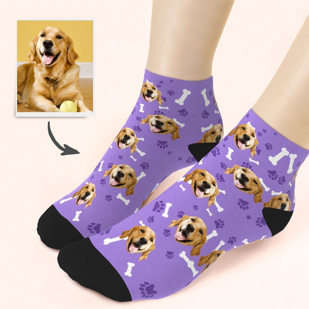Custom Dog And Face On Quarter Length Socks