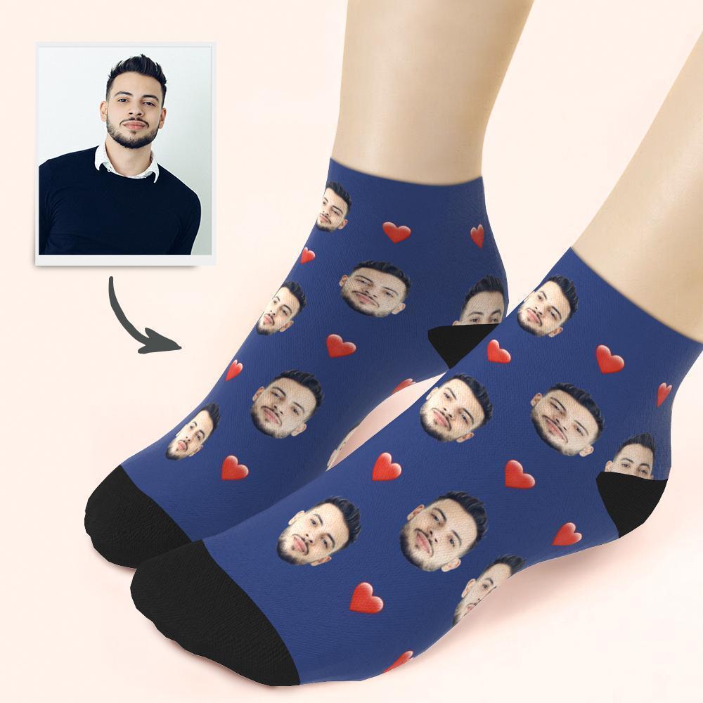 Custom Face And Heart On Quarter Length Socks