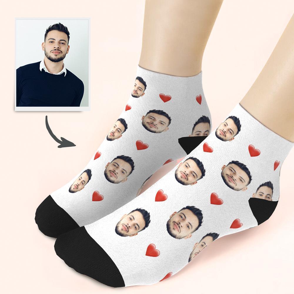 Custom Face And Heart On Quarter Length Socks