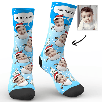 Christmas Gift Custom Snowman Face And Name Socks